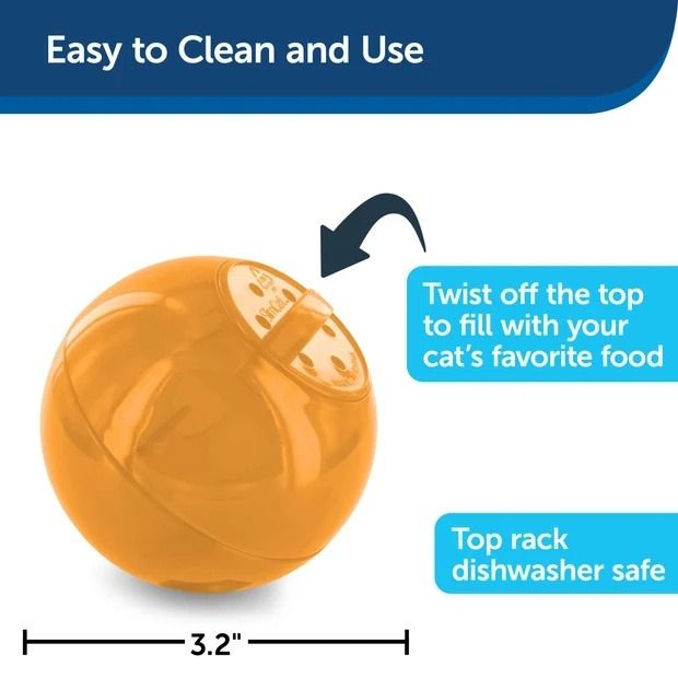 PetSafe SlimCat Interactive Feeder Ball Cat Toy - Orange