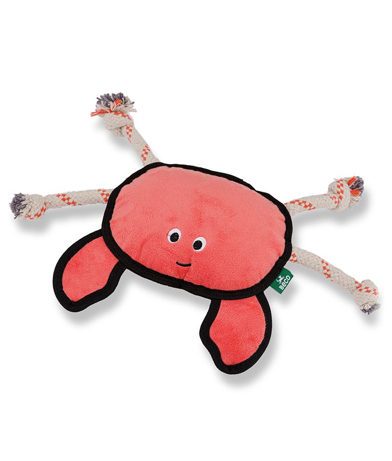 Beco Pets Rough & Tough Crab Recycled Dog Toy - ORANGE LARGE