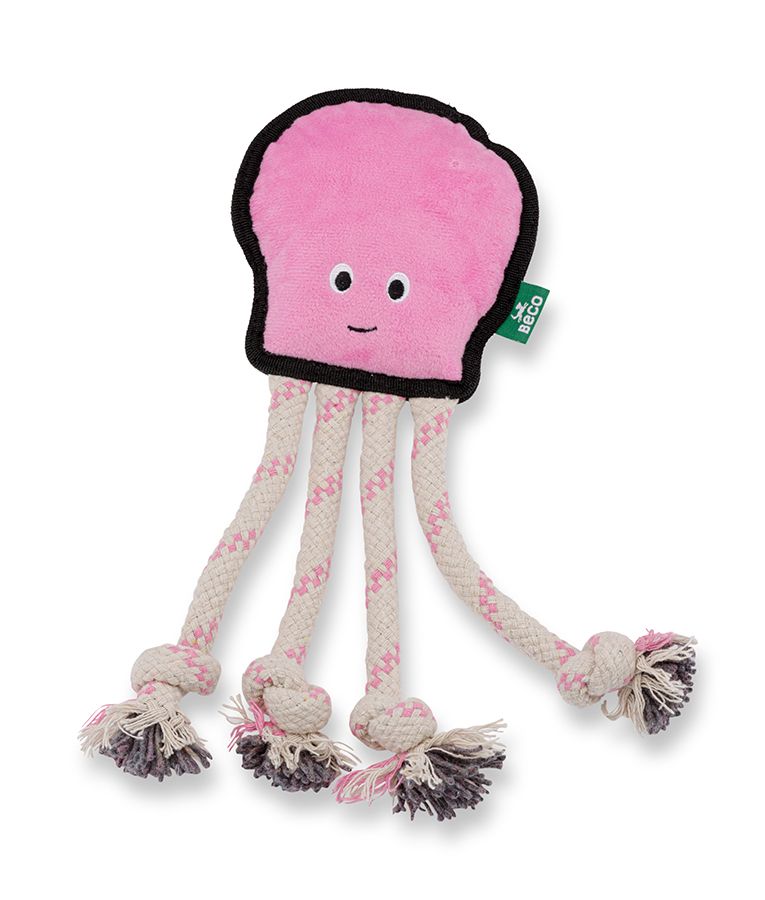 Beco Pets Rough & Tough Octopus Recycled Dog Toy - PINK MEDIUM