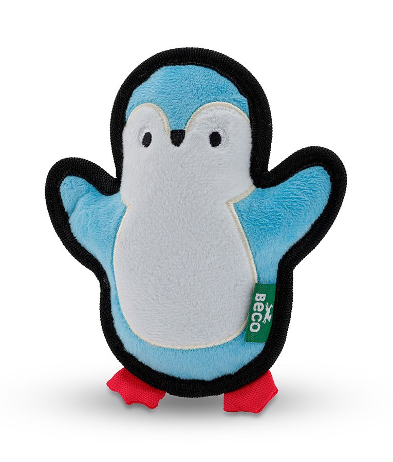 Beco Pets Rough & Tough Penguin Recycled Dog Toy - Blue Small