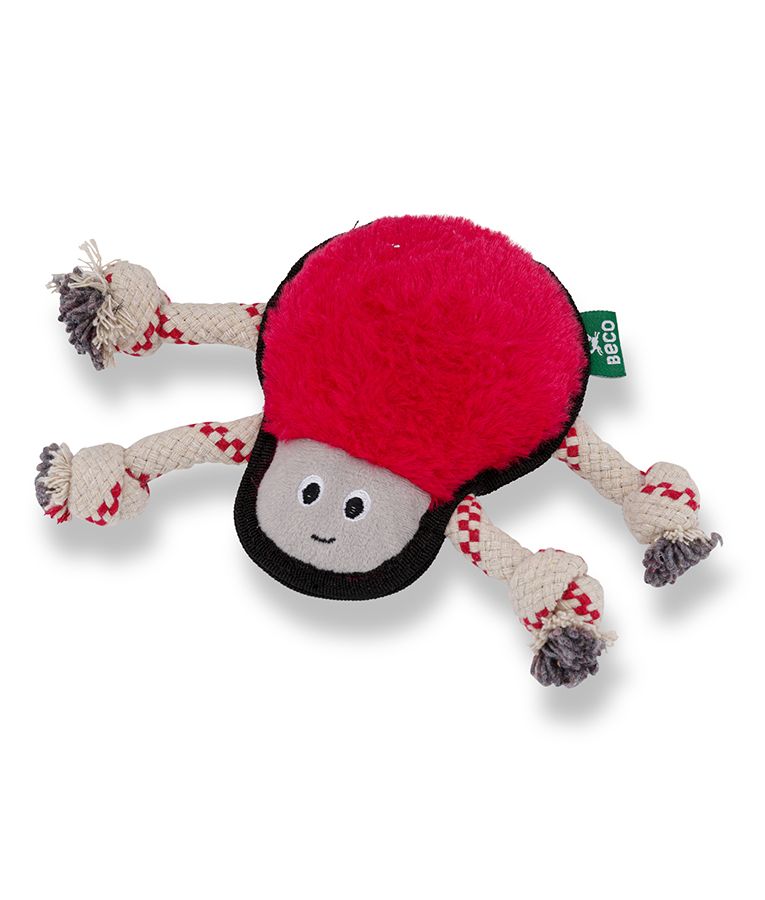 Beco Pets Rough & Tough Spider Recycled Dog Toy - RED MEDIUM