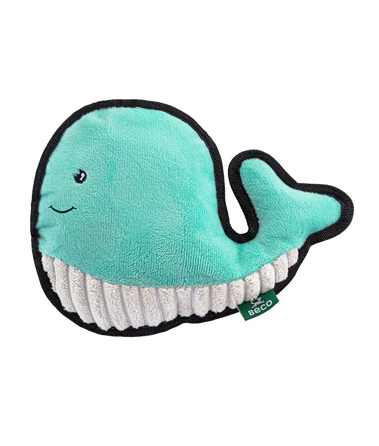 Beco Pets Rough & Tough Whale Recycled Dog Toy - BLUE MEDIUM