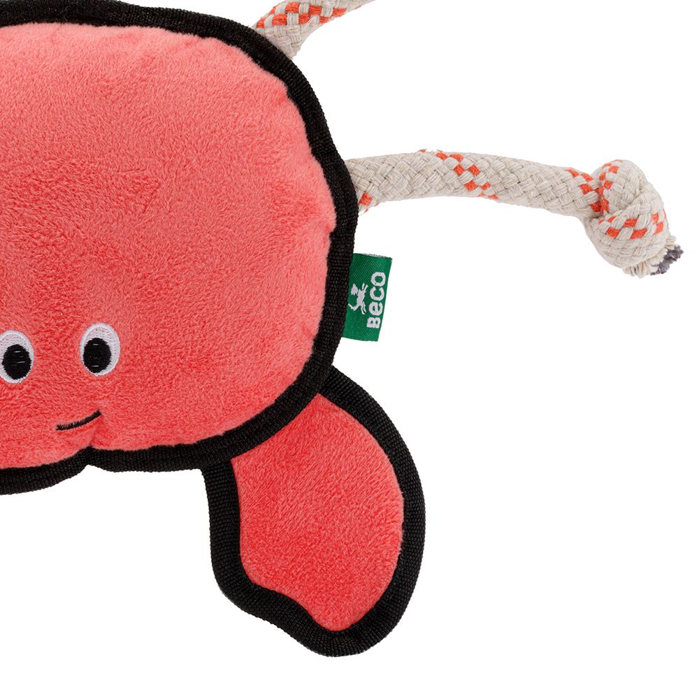 Beco Pets Rough & Tough Crab Recycled Dog Toy - ORANGE LARGE