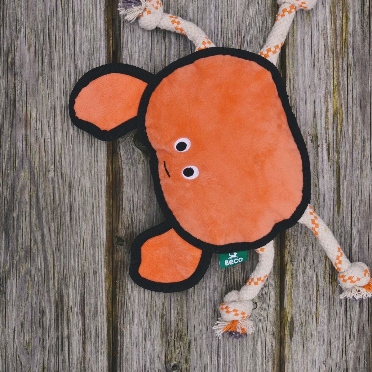 Beco Pets Rough & Tough Crab Recycled Dog Toy - ORANGE LARGE
