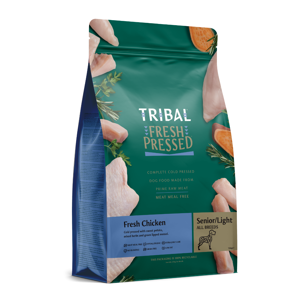 Tribal Fresh Pressed Complete Fresh Chicken Senior/Light Dry Dog Food - 2.5kg