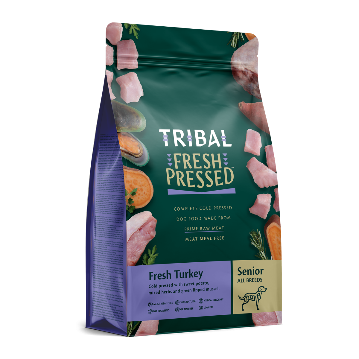 Tribal Fresh Pressed Senior Light Fresh Turkey All Breeds Dry Dog Food - 12KG