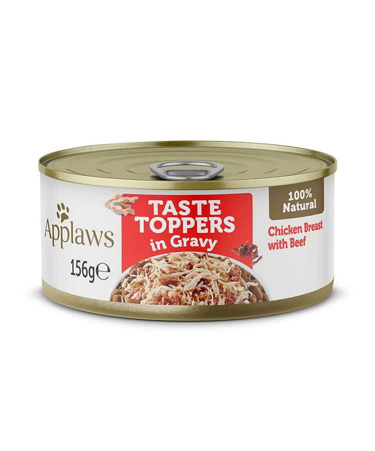 Applaws Taste Toppers in Gravy Chicken with Beef Wet Dog Food 156g Tin - 156G