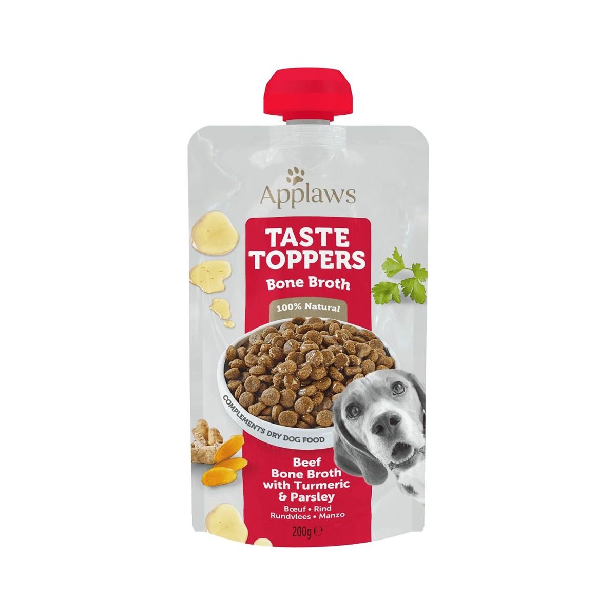 Applaws Taste Toppers Beef Bone Broth with Turmeric & Parsley Wet Dog Food Pouch 200g - 200ml