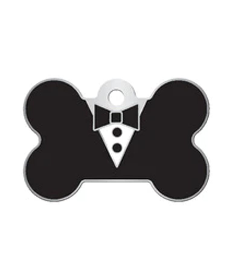 ID Tag Bone Large Epoxy Tuxedo  - Large