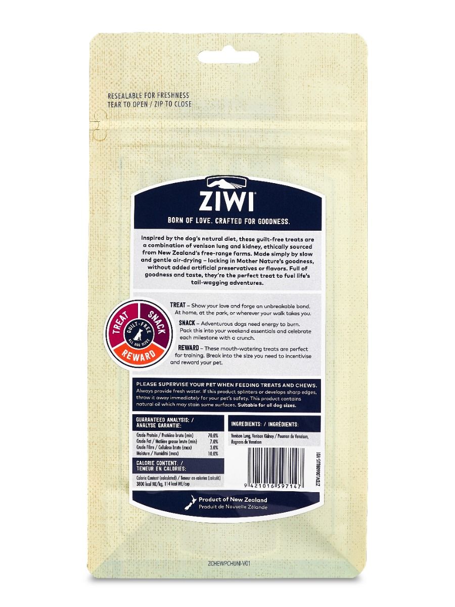ZIWI Peak Venison Lung & Kidney Dog Treats 60g - 60G