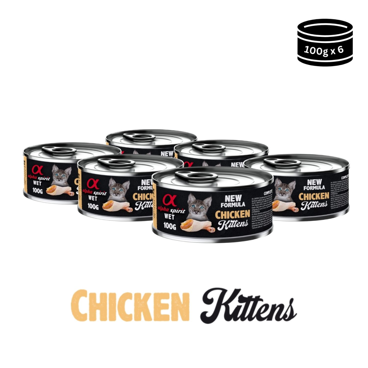 Wet Food for Kittens Chicken, 6 x 100 g cans