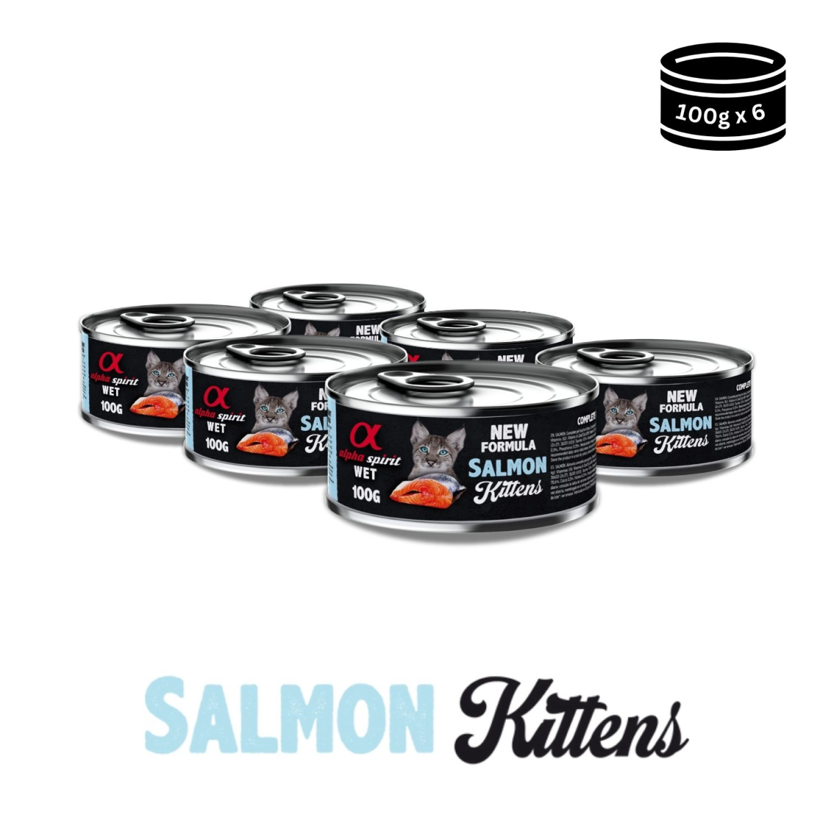 Wet Food for Kittens Salmon, 6 x 100 g cans