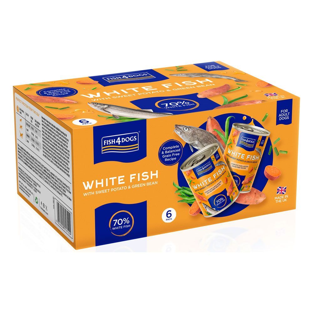 Fish4dogs Finest Complete White Fish with Sweet Potato & Green Bean Wet Dog Food 395g - 395g