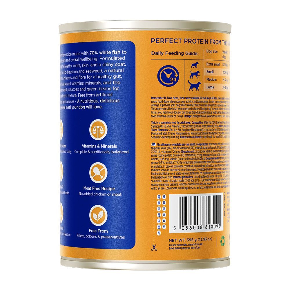 Fish4dogs Finest Complete White Fish with Sweet Potato & Green Bean Wet Dog Food 395g - 395g