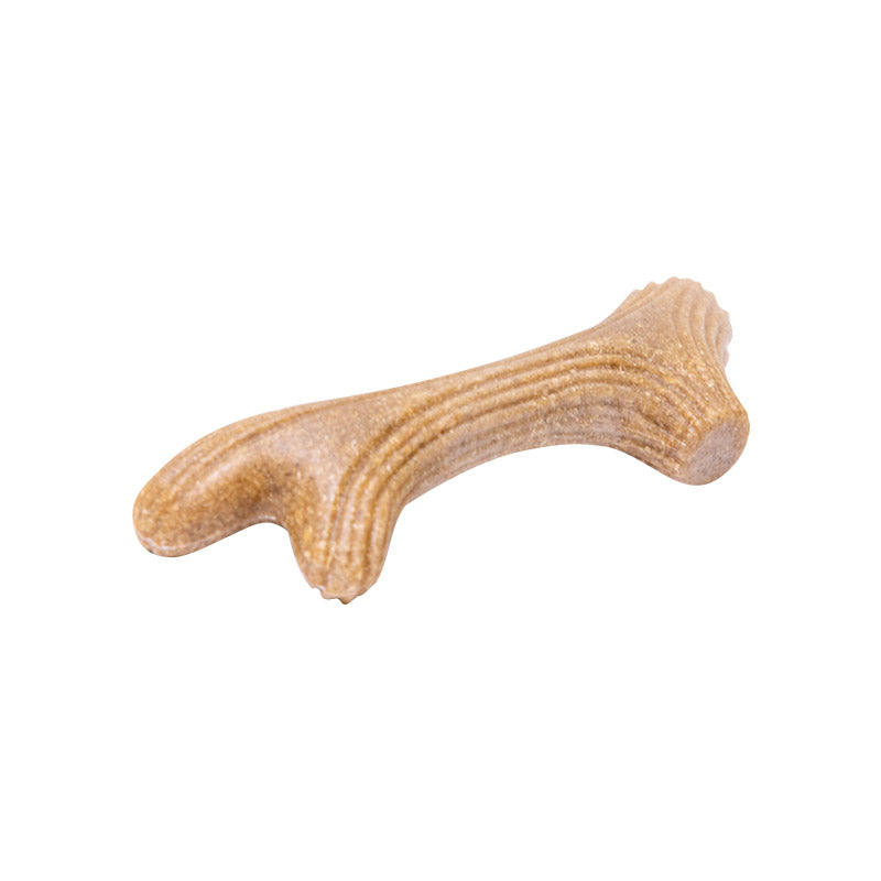 Dog Chew Wooden Antler with Natural Wood and Synthetic Material - S