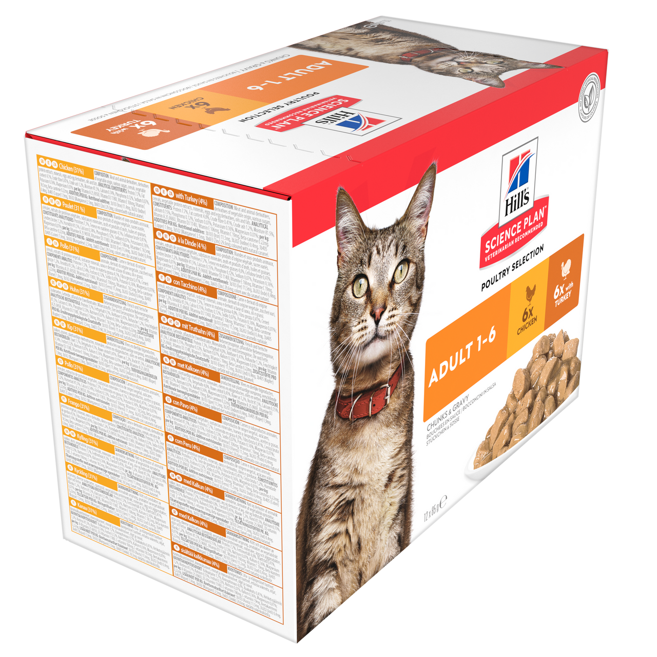 Hill’s Science Plan Adult Wet Cat Food Multipack with Turkey, Chicken Pouches (12x85g)