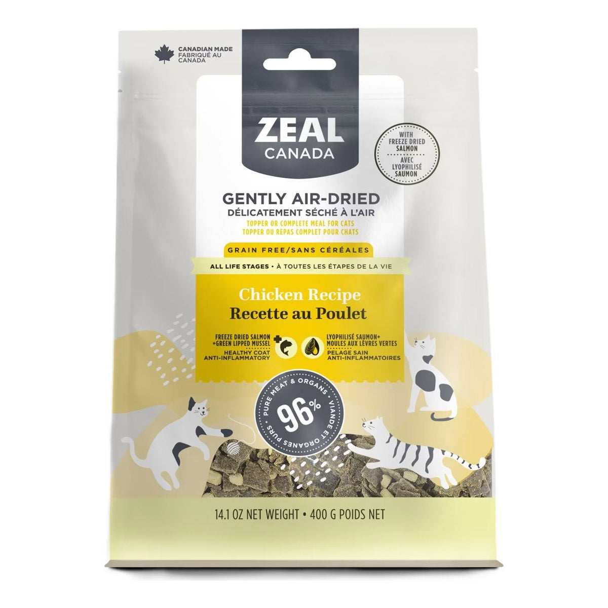 Zeal Gently Air-Dried Chicken with Freeze Dried Salmon for Cats 14oz/400g