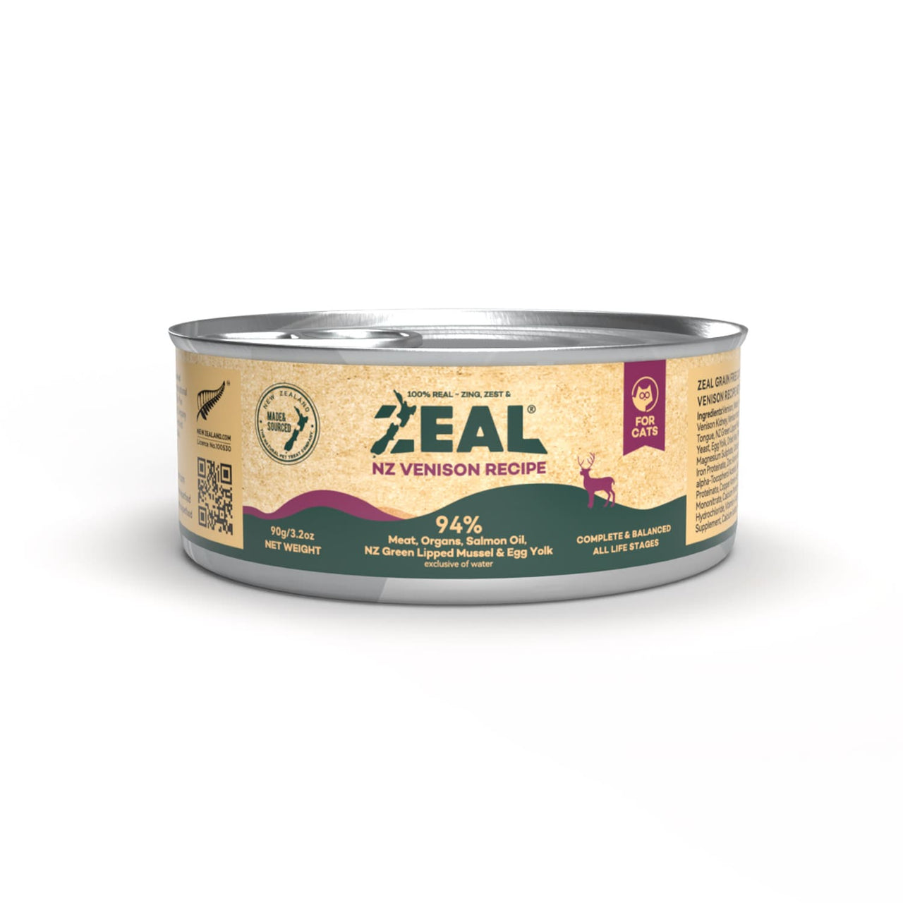 Zeal Grain Free Canned Cat Food 90g – (Venison Recipe)