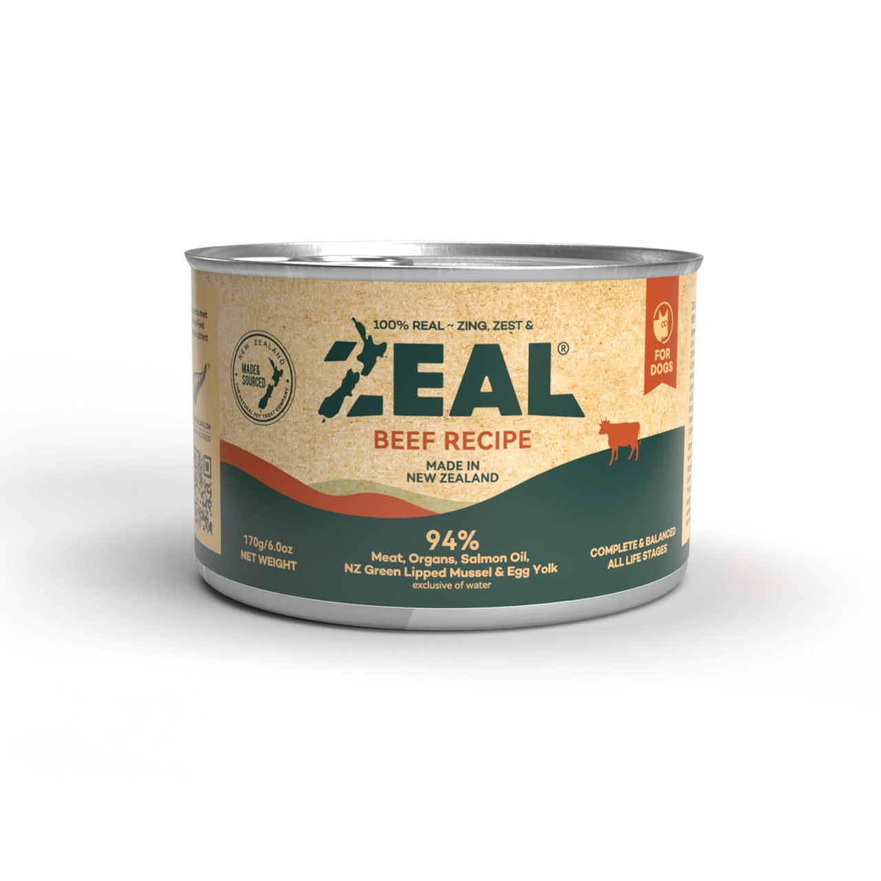 Zeal Grain Free Canned Dog Food 170g – (Beef Recipe)