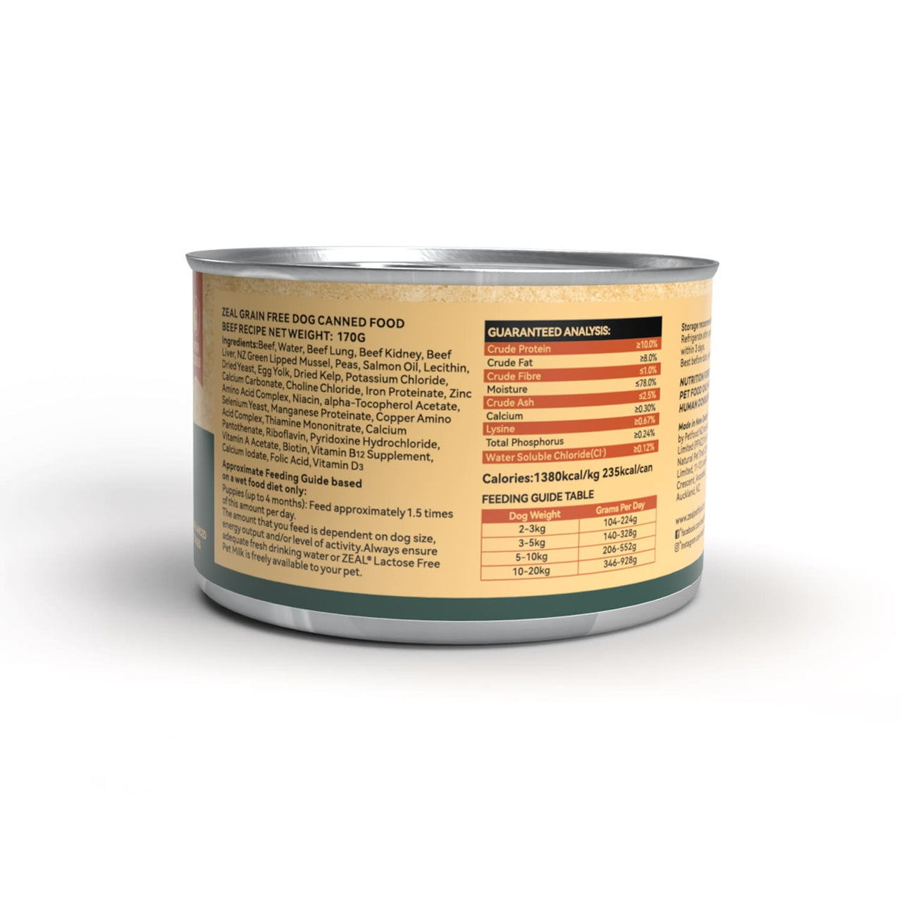 Zeal Grain Free Canned Dog Food 170g – (Beef Recipe)