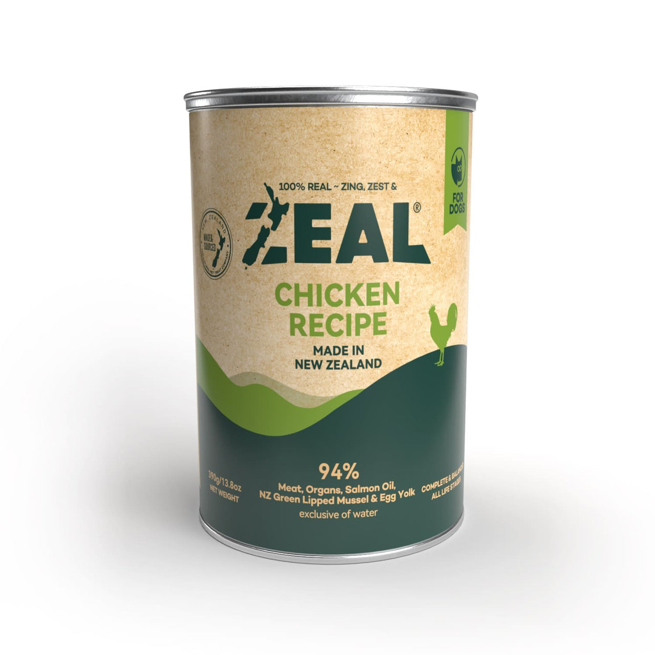 Zeal Grain Free Canned Dog Food 390g – (Chicken Recipe)