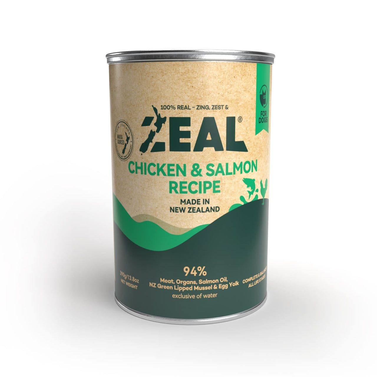 Zeal Grain Free Canned Dog Food 390g – (Chicken & Salmon Recipe)