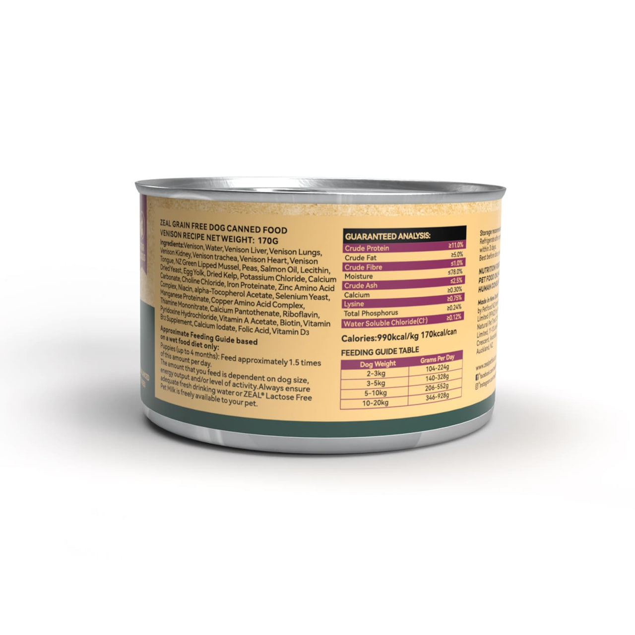 Zeal Grain Free Canned Dog Food 170g – (Venison Recipe)