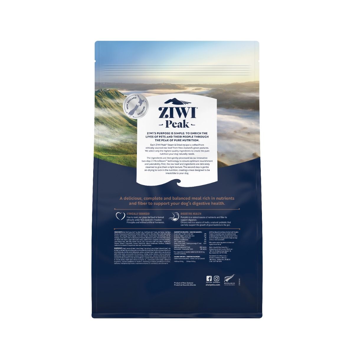 ZIWI Peak Steam & Dried Grass-Fed Beef with Pumpkin Recipe Dry Dog Food - 1.5kg