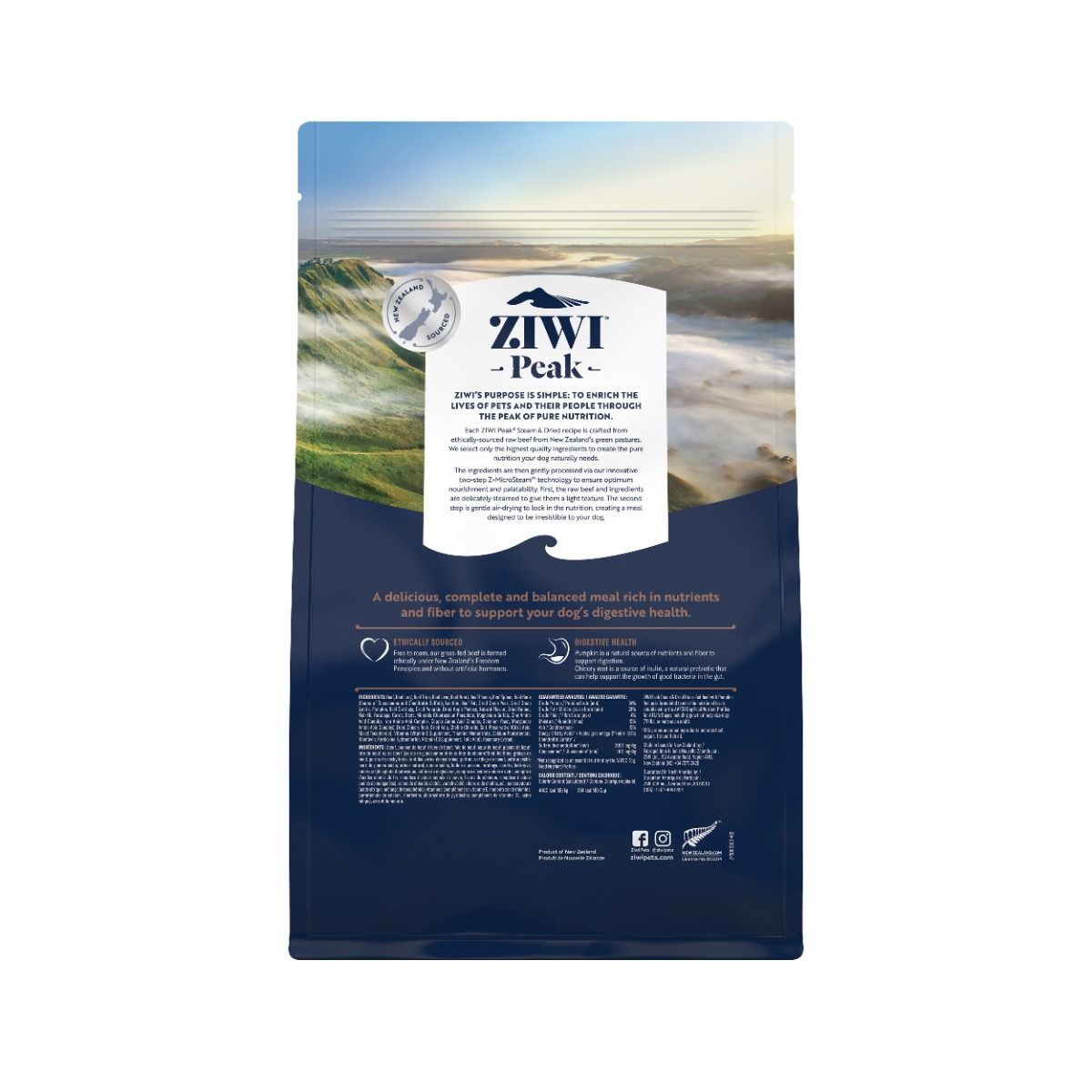 ZIWI Peak Steam & Dried Grass-Fed Beef with Pumpkin Recipe Dry Dog Food - 800g