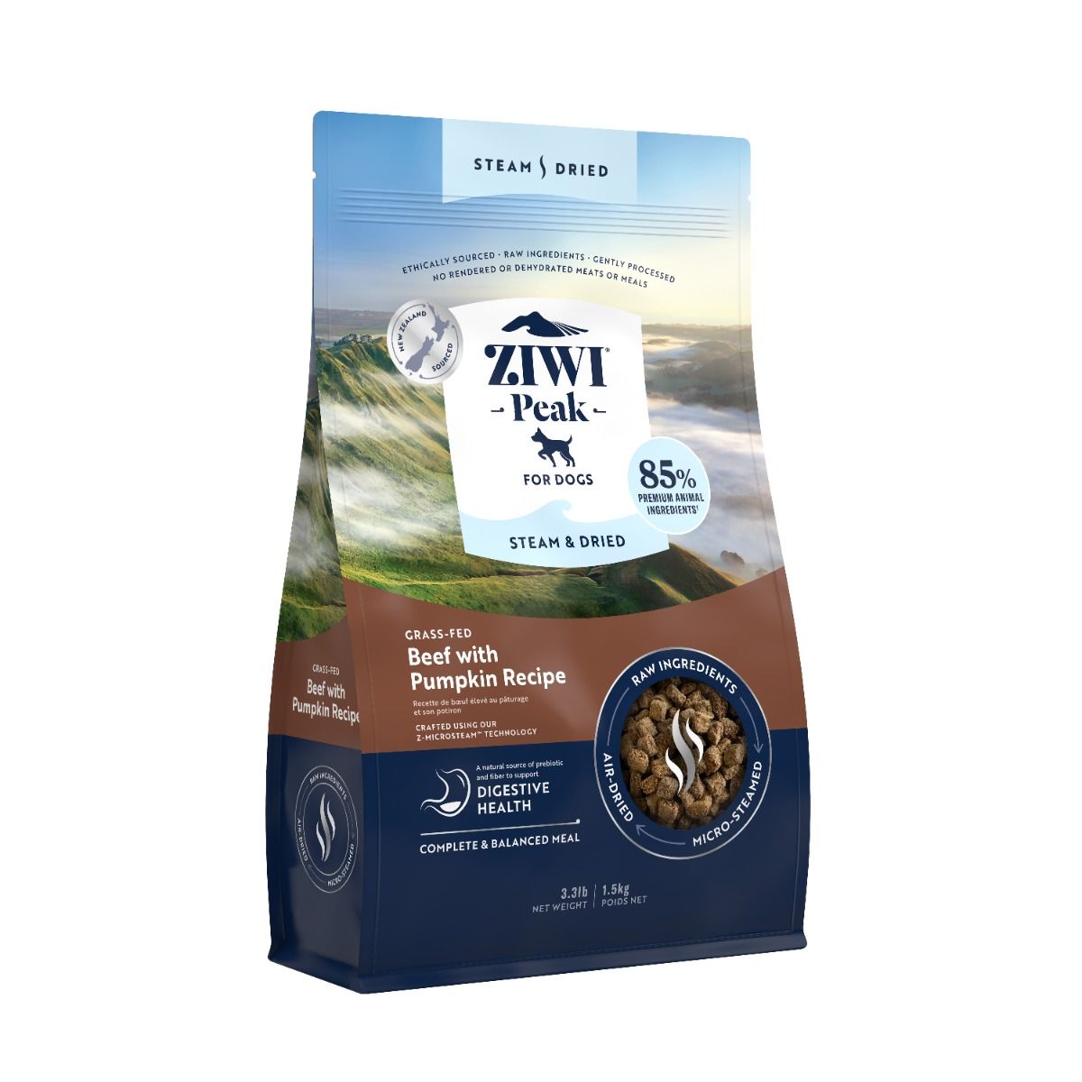 ZIWI Peak Steam & Dried Grass-Fed Beef with Pumpkin Recipe Dry Dog Food - 1.5kg