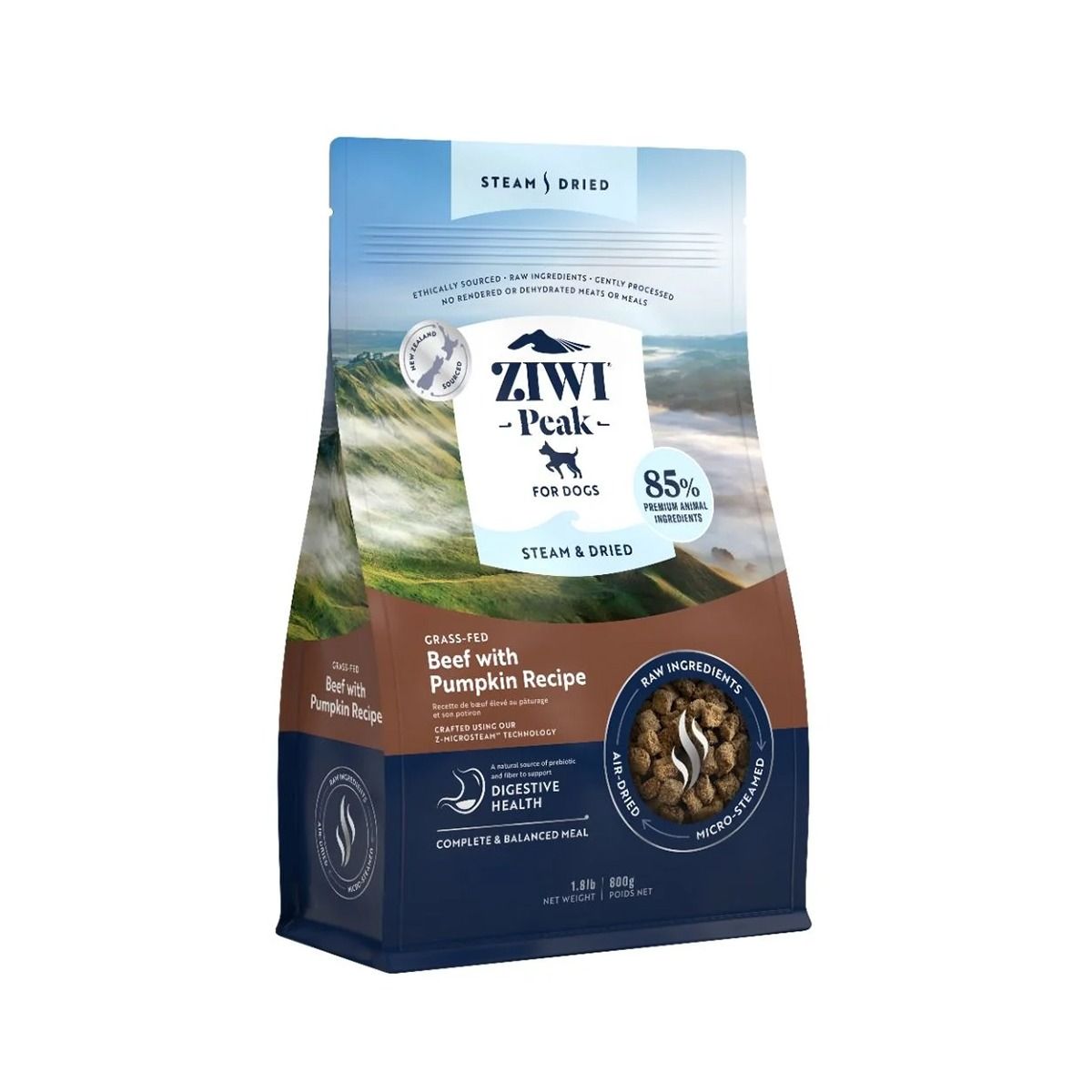 ZIWI Peak Steam & Dried Grass-Fed Beef with Pumpkin Recipe Dry Dog Food - 1.5kg