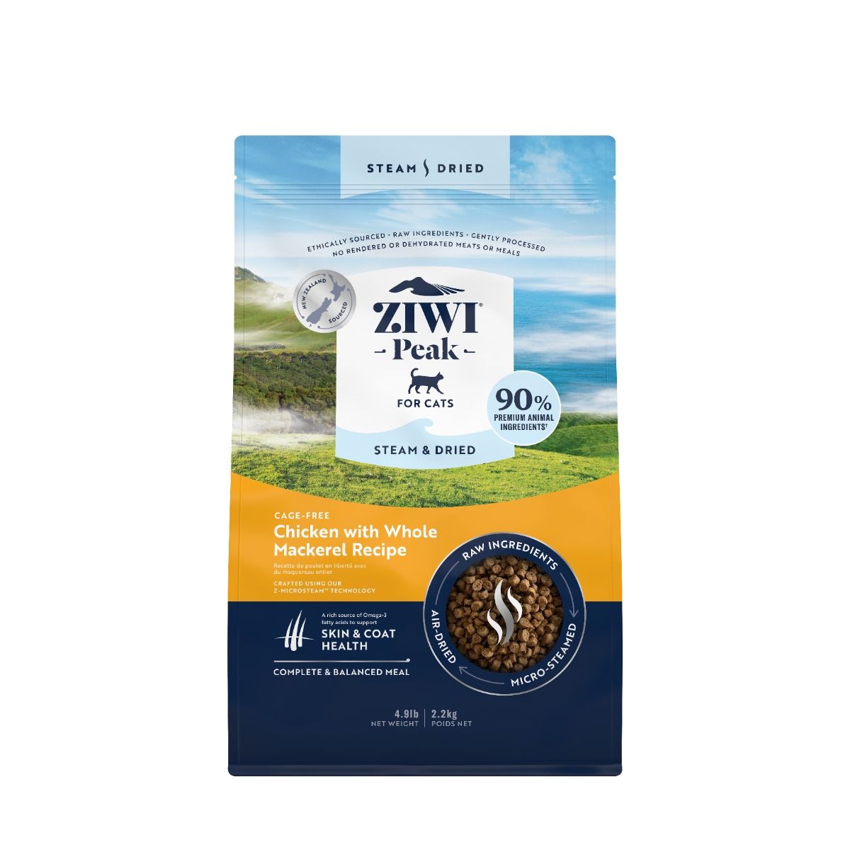 ZIWI Peak Steam & Dried Cage-Free Chicken with Whole Mackarel Recipe Dry Cat Food - 2.2KG