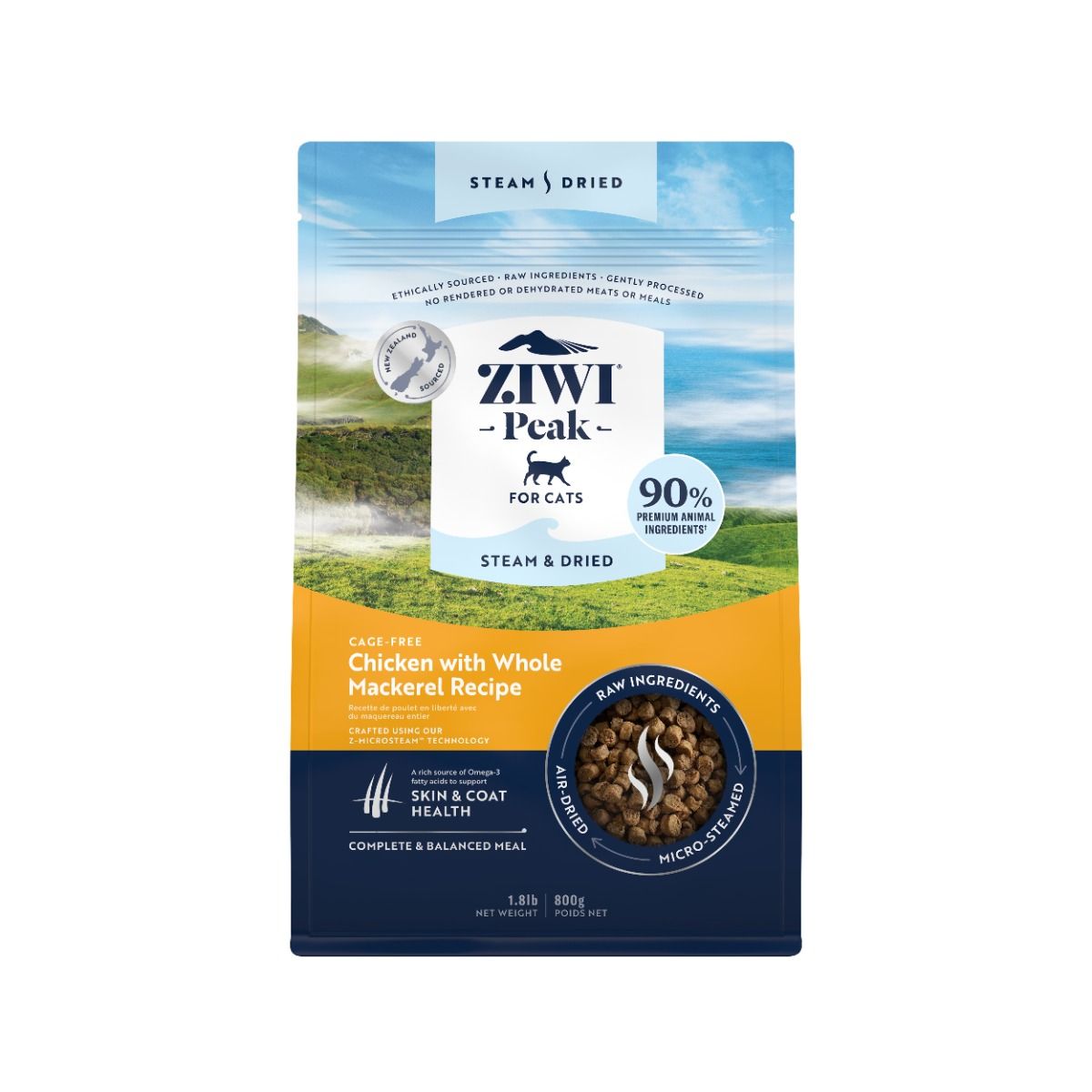 ZIWI Peak Steam & Dried Cage-Free Chicken with Whole Mackarel Recipe Dry Cat Food - 800g