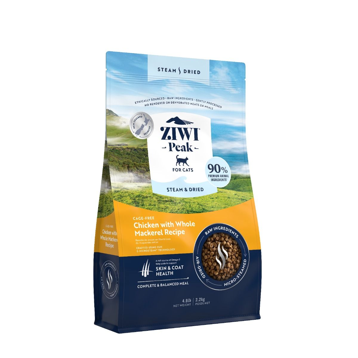 ZIWI Peak Steam & Dried Cage-Free Chicken with Whole Mackarel Recipe Dry Cat Food - 2.2KG