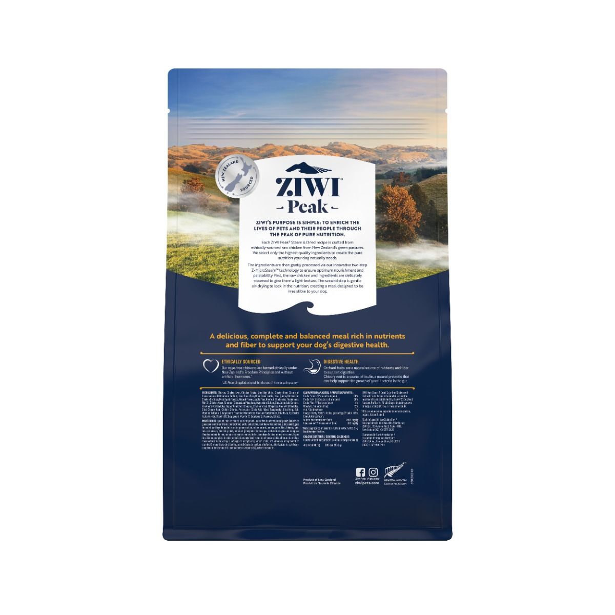 ZIWI Peak Steam & Dried Cage-Free Chicken with Orchard Fruits Recipe Dry Dog Food - 800g