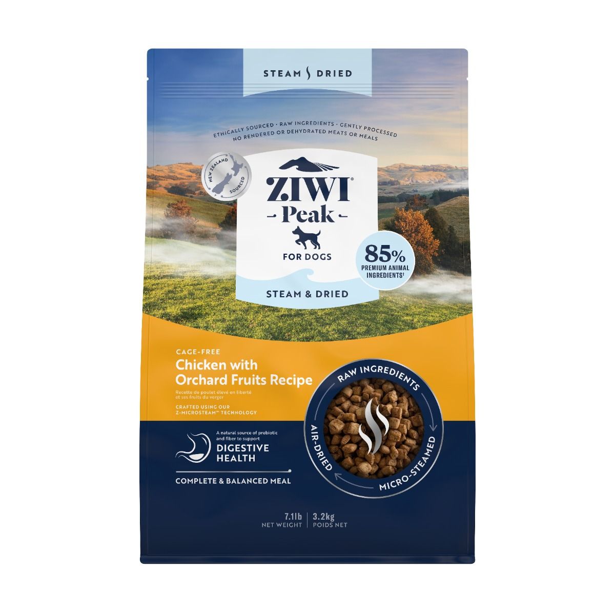 ZIWI Peak Steam & Dried Cage-Free Chicken with Orchard Fruits Recipe Dry Dog Food - 3.2kg