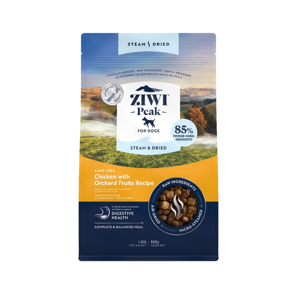 ZIWI Peak Steam & Dried Cage-Free Chicken with Orchard Fruits Recipe Dry Dog Food - 800g