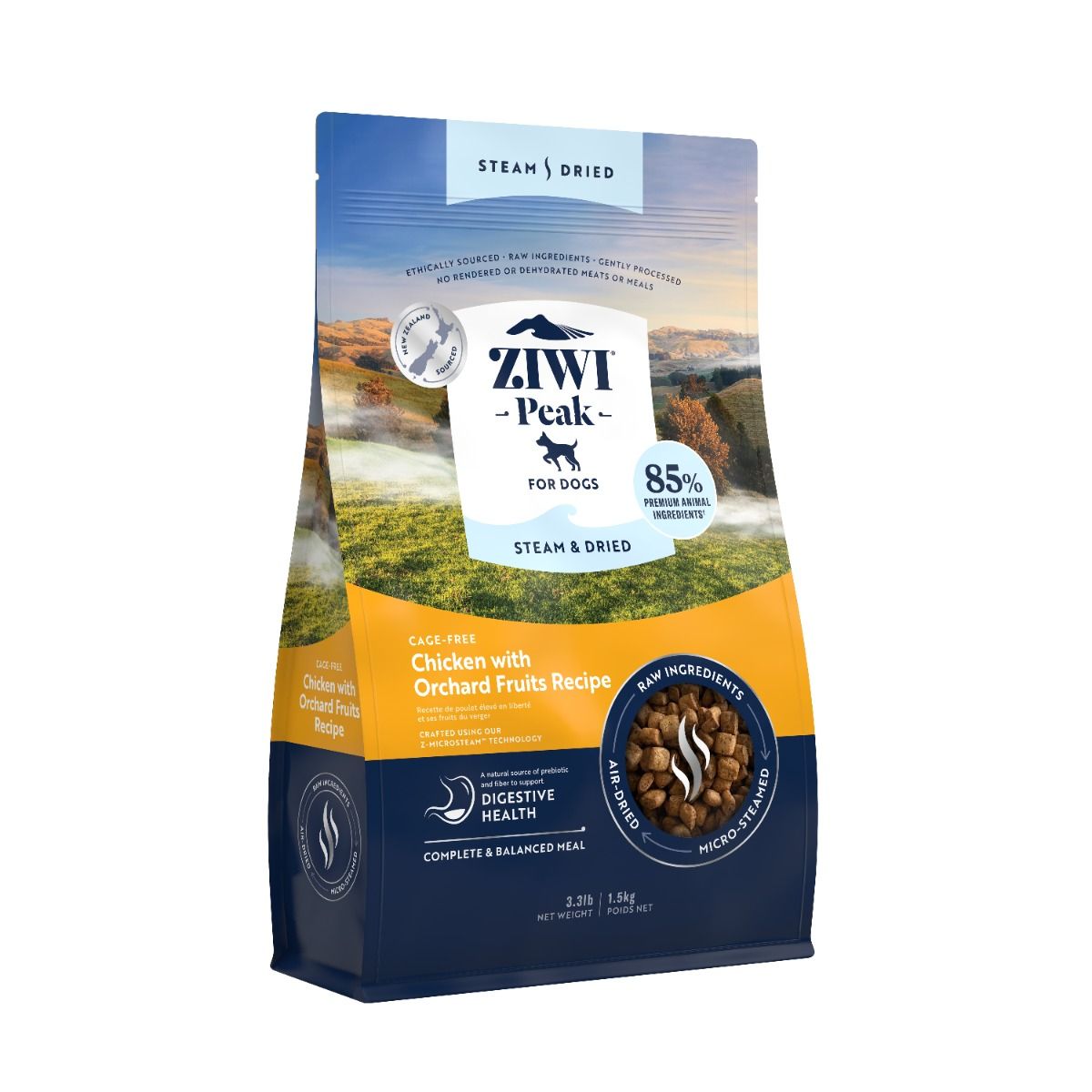 ZIWI Peak Steam & Dried Cage-Free Chicken with Orchard Fruits Recipe Dry Dog Food - 1.5kg