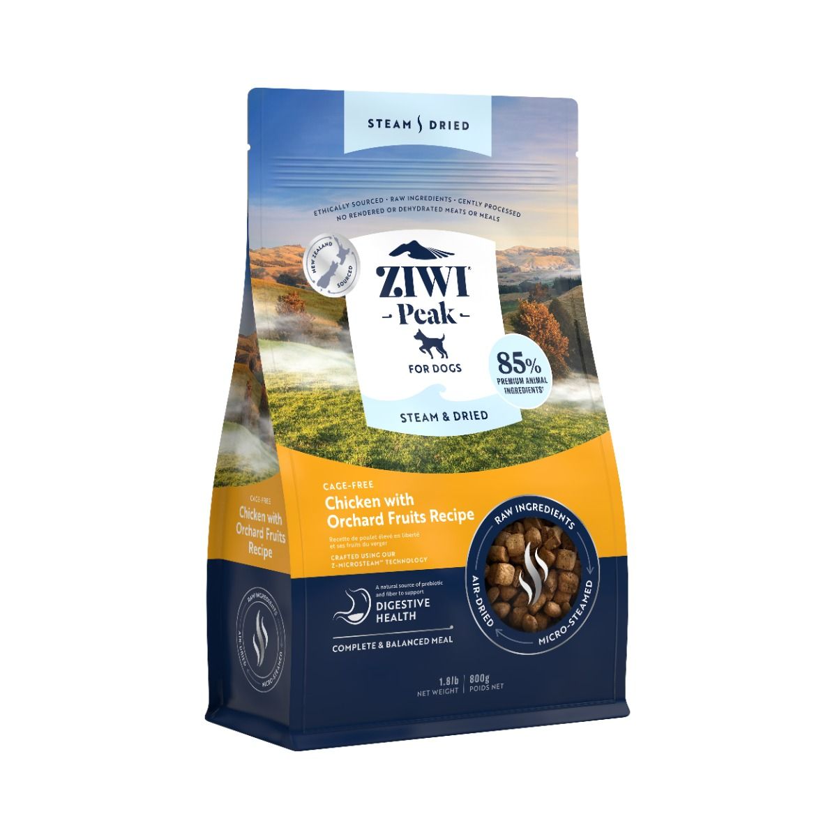 ZIWI Peak Steam & Dried Cage-Free Chicken with Orchard Fruits Recipe Dry Dog Food - 800g