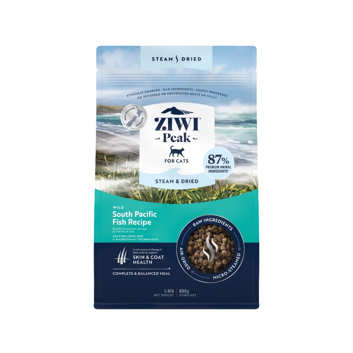 ZIWI Peak Steam & Dried Wild South Pacific Fish Recipe Dry Cat Food - 800g